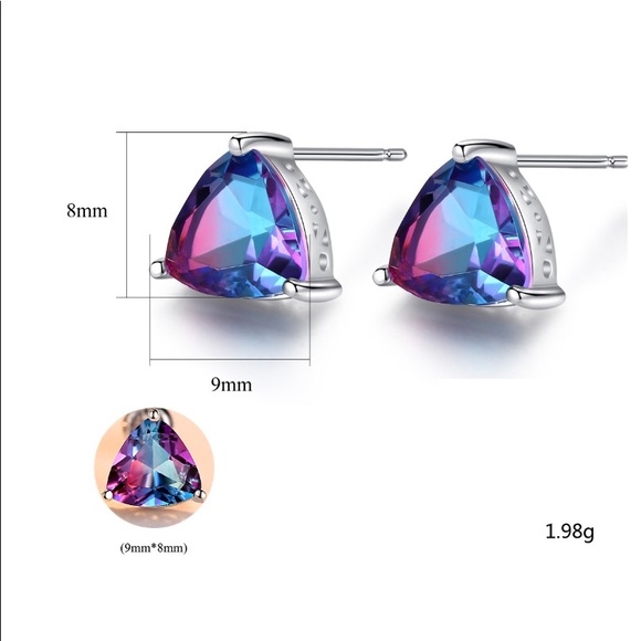 925 Sterling Silver Rainbow Stud Earrings - Picture 4 of 5
